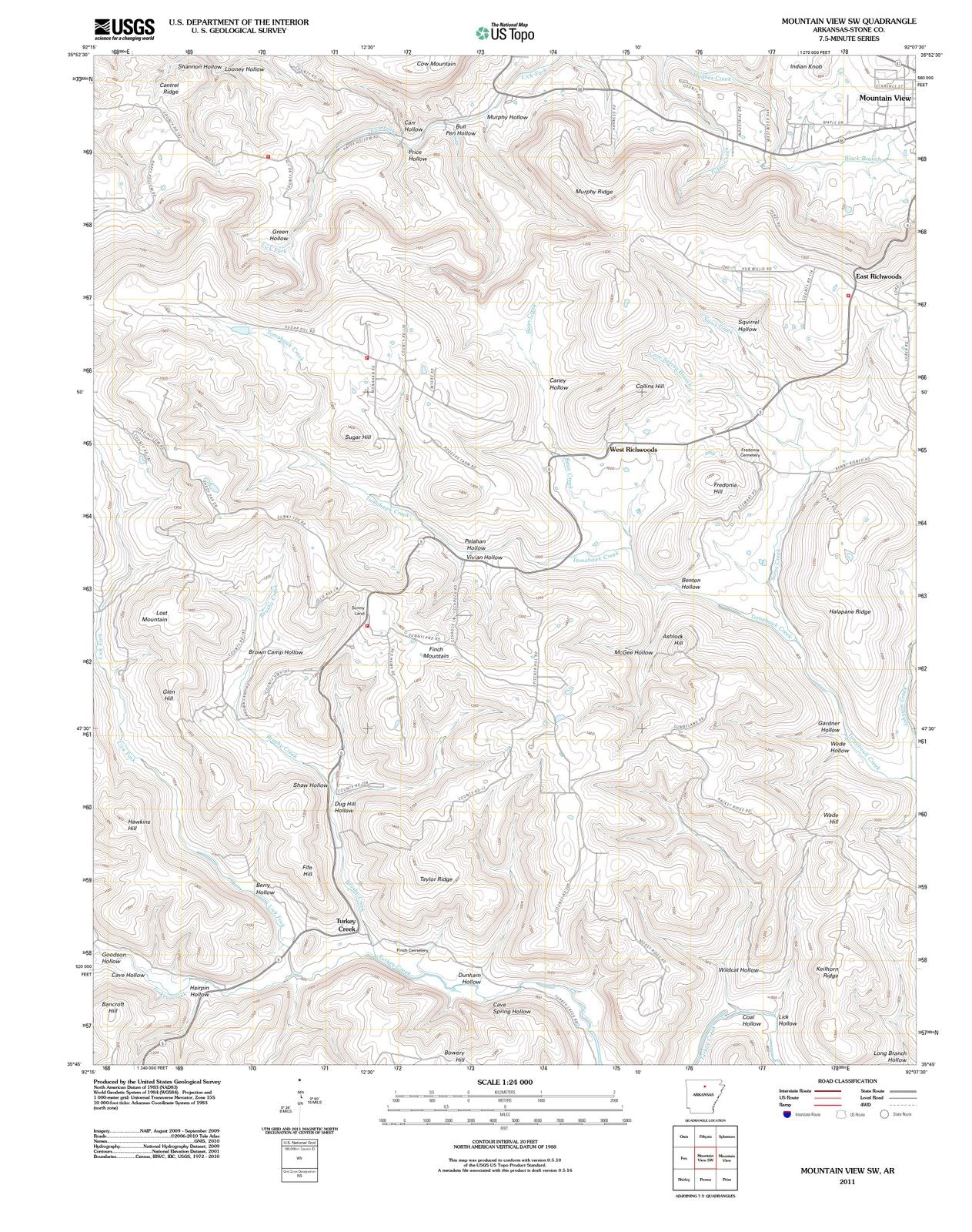2011 Mountain View, AR - Arkansas - USGS Topographic Map