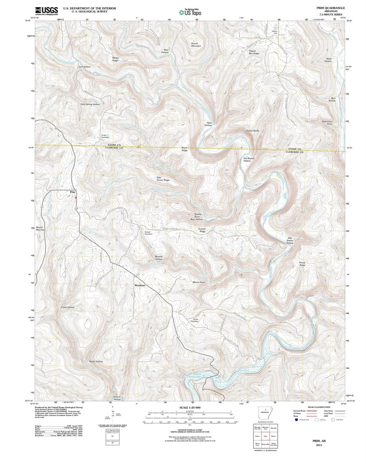 2011 Prim, AR - Arkansas - USGS Topographic Map