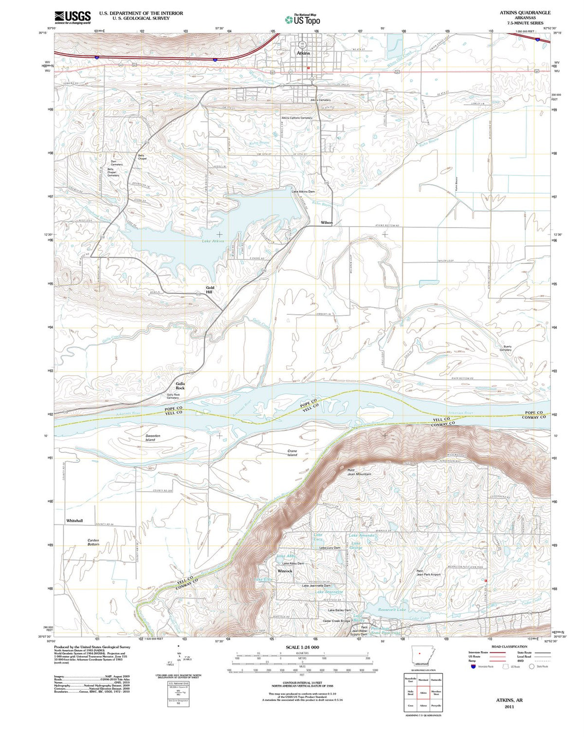2011 Atkins, AR - Arkansas - USGS Topographic Map