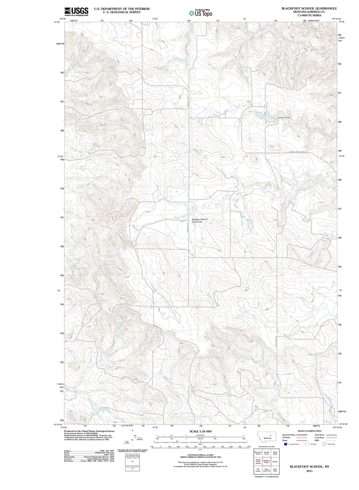 2011 Blackfoot School, MT - Montana - USGS Topographic Map