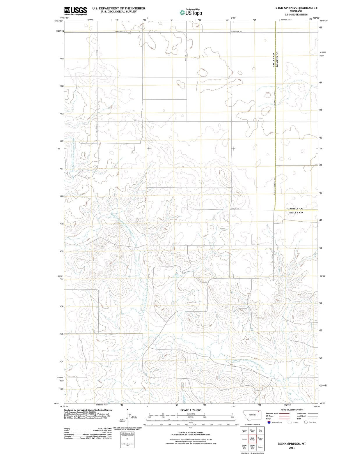 2011 Blink Springs, MT - Montana - USGS Topographic Map