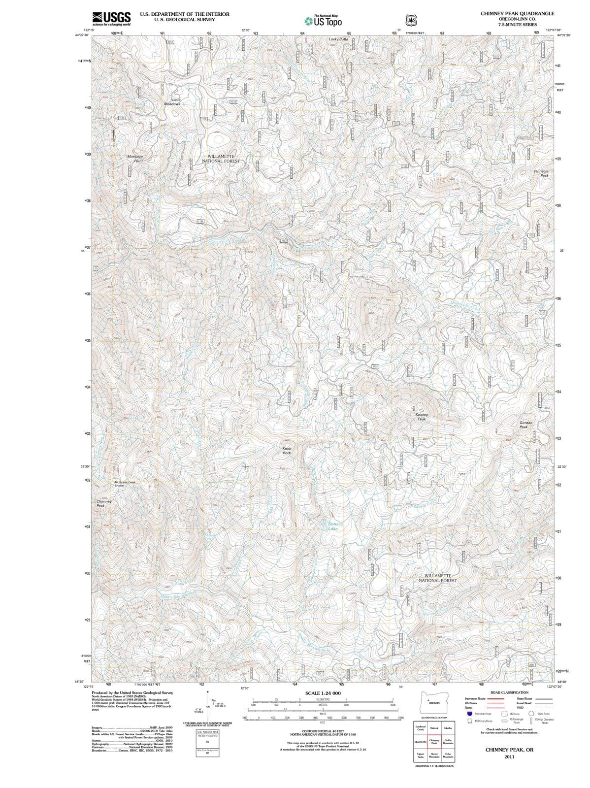 2011 Chimney Peak, OR - Oregon - USGS Topographic Map