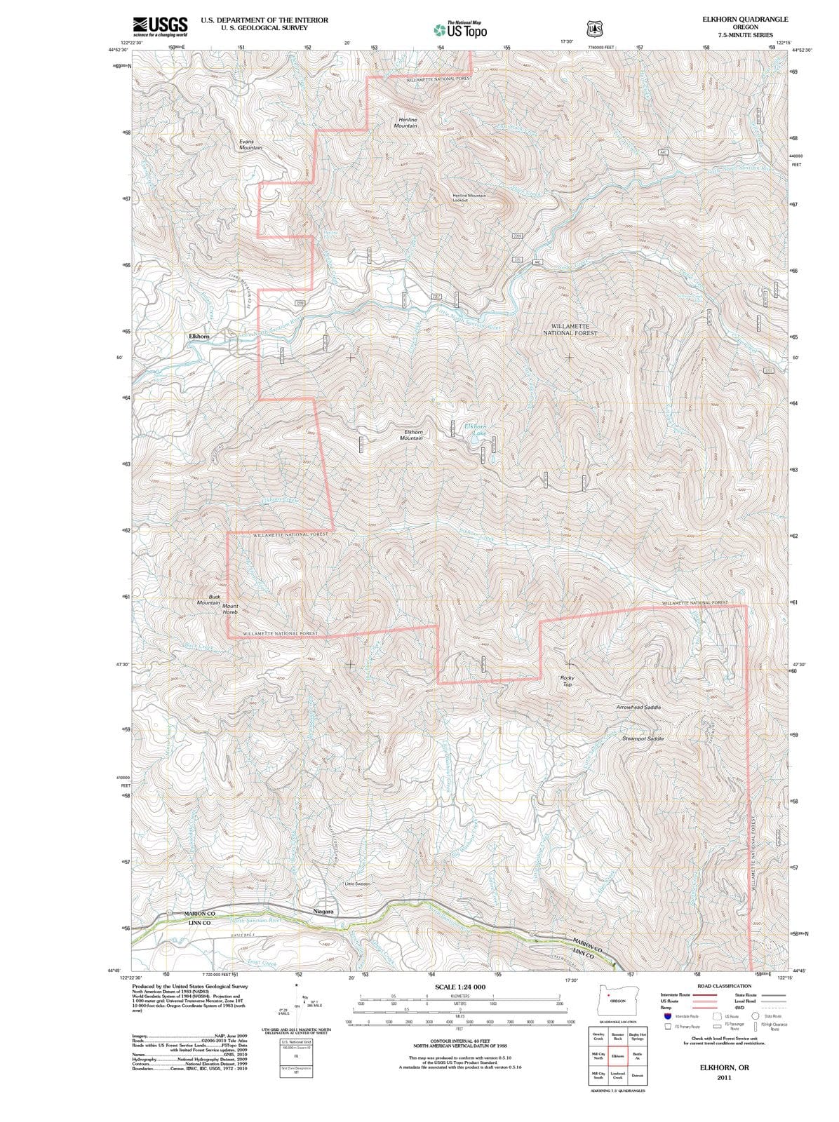 2011 Elkhorn, OR - Oregon - USGS Topographic Map
