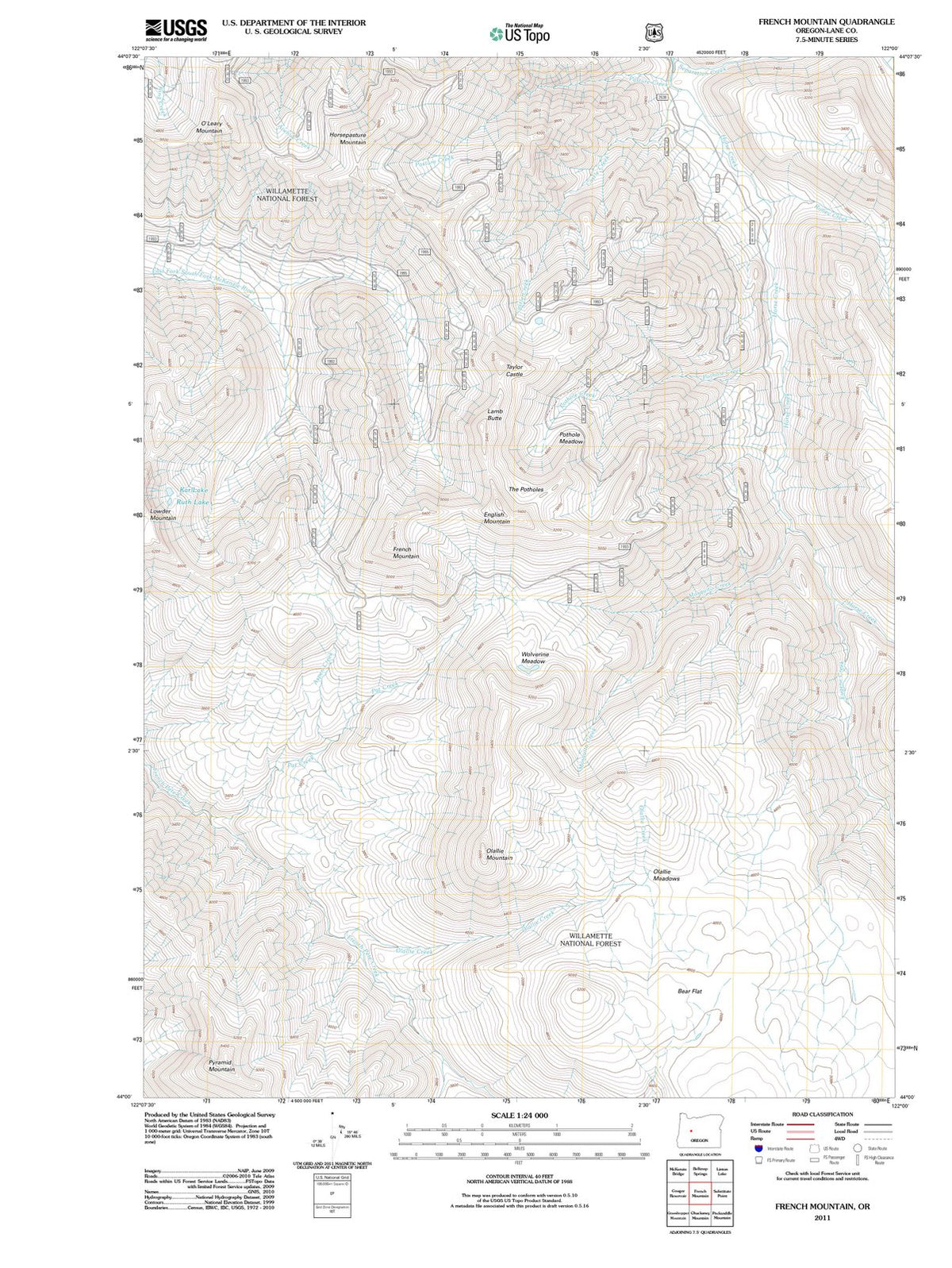 2011 French Mountain, OR - Oregon - USGS Topographic Map
