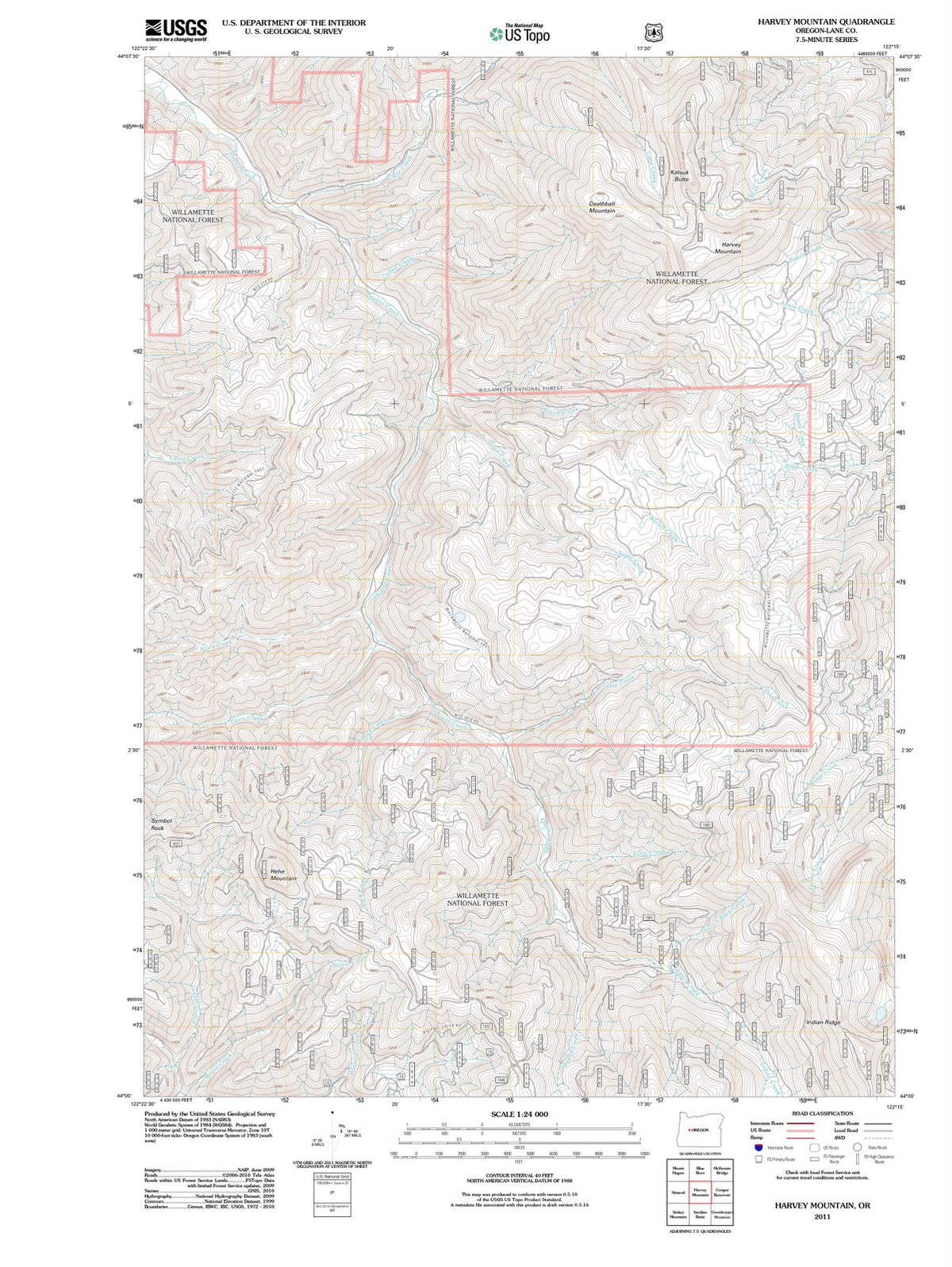 2011 Harvey Mountain, OR - Oregon - USGS Topographic Map