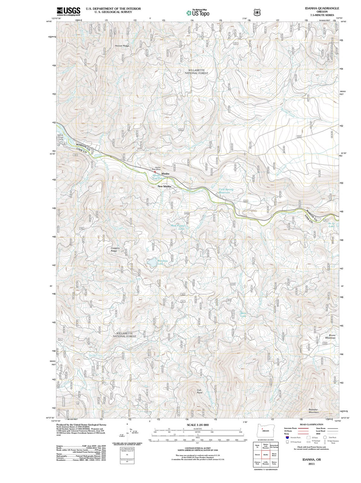 2011 Idanha, OR - Oregon - USGS Topographic Map