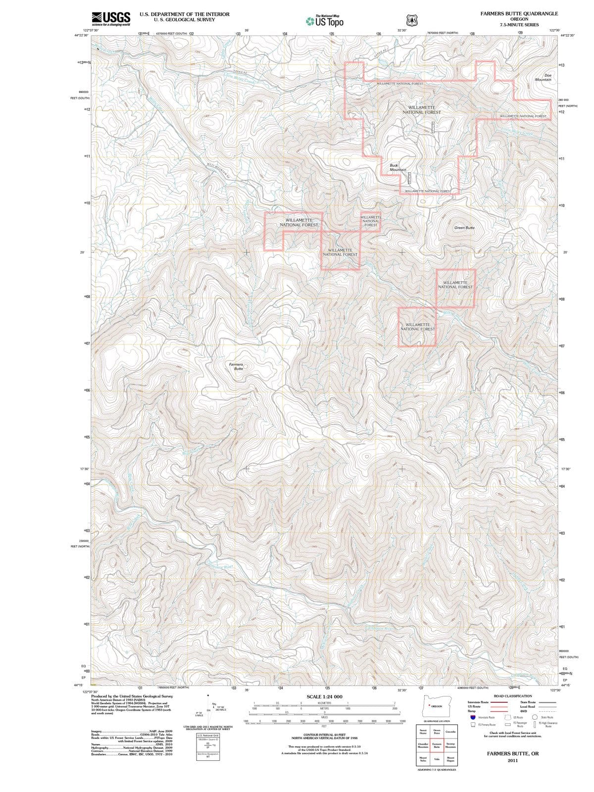 2011 Farmers Butte, OR - Oregon - USGS Topographic Map