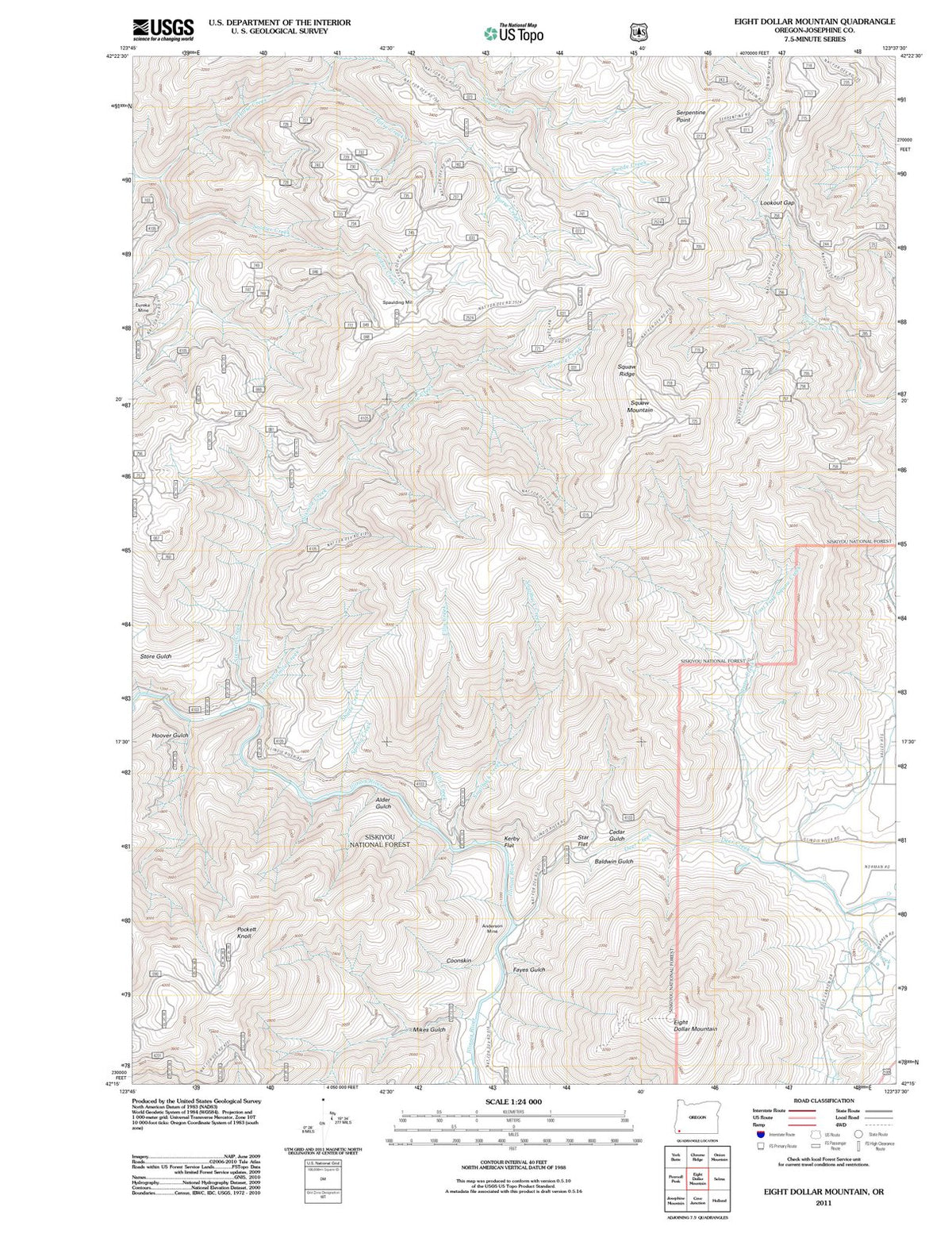 2011 Eightollar Mountain, OR - Oregon - USGS Topographic Map