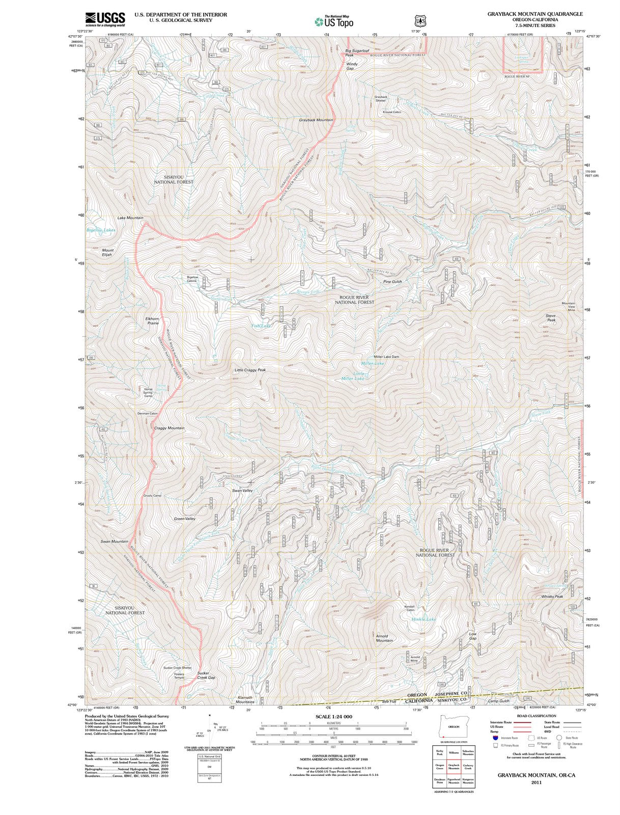 2011 Grayback Mountain, OR - Oregon - USGS Topographic Map