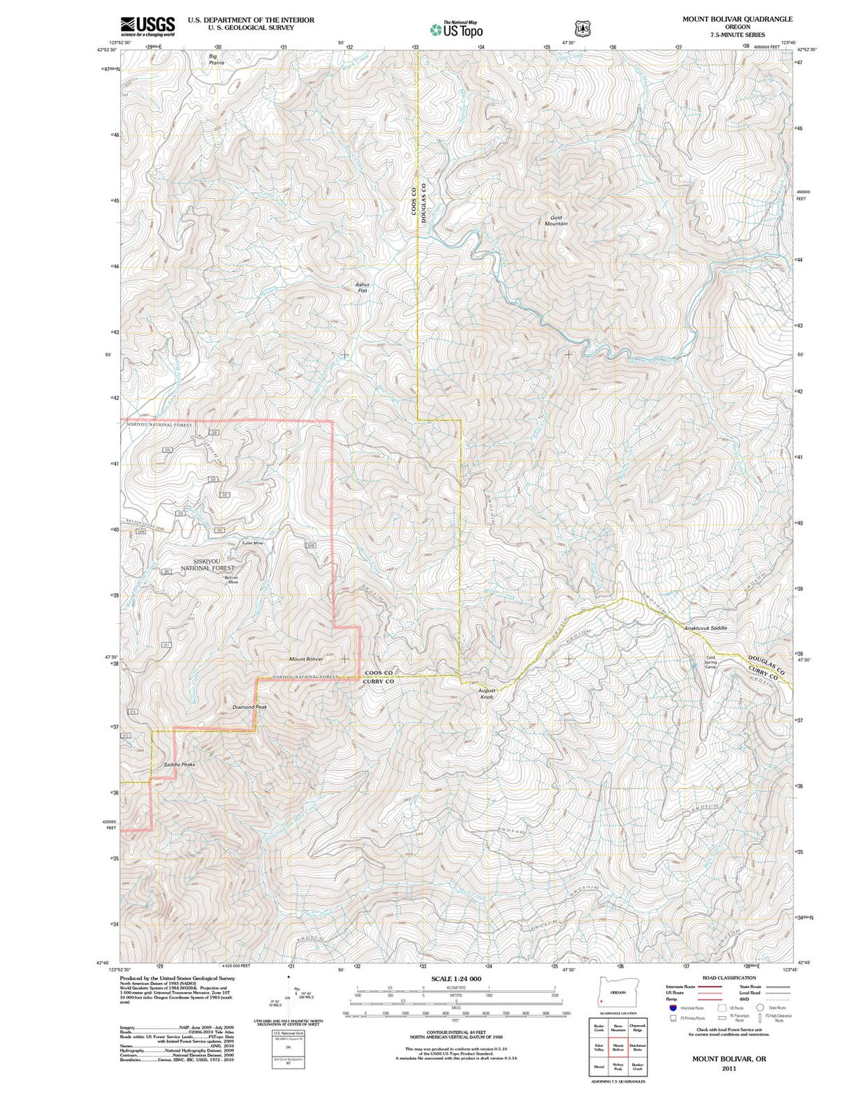 2011 Mount Bolivar, OR - Oregon - USGS Topographic Map