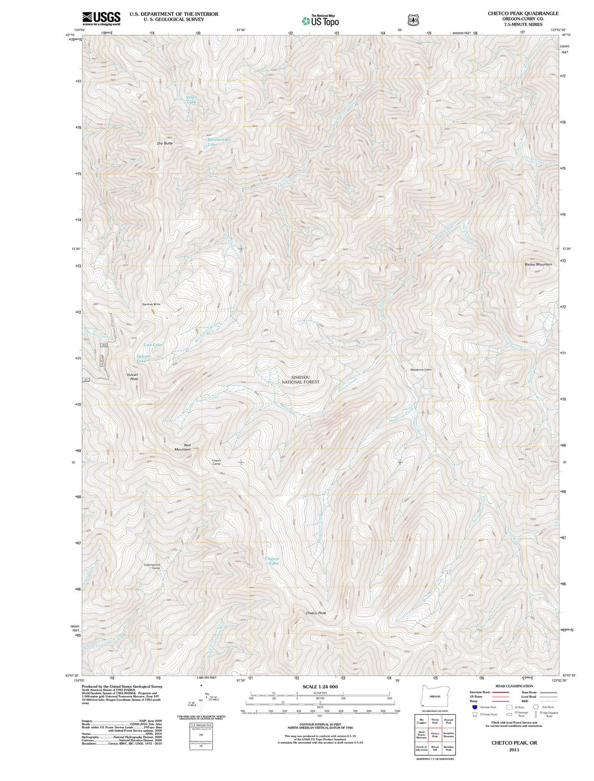 2011 Chetco Peak, OR - Oregon - USGS Topographic Map