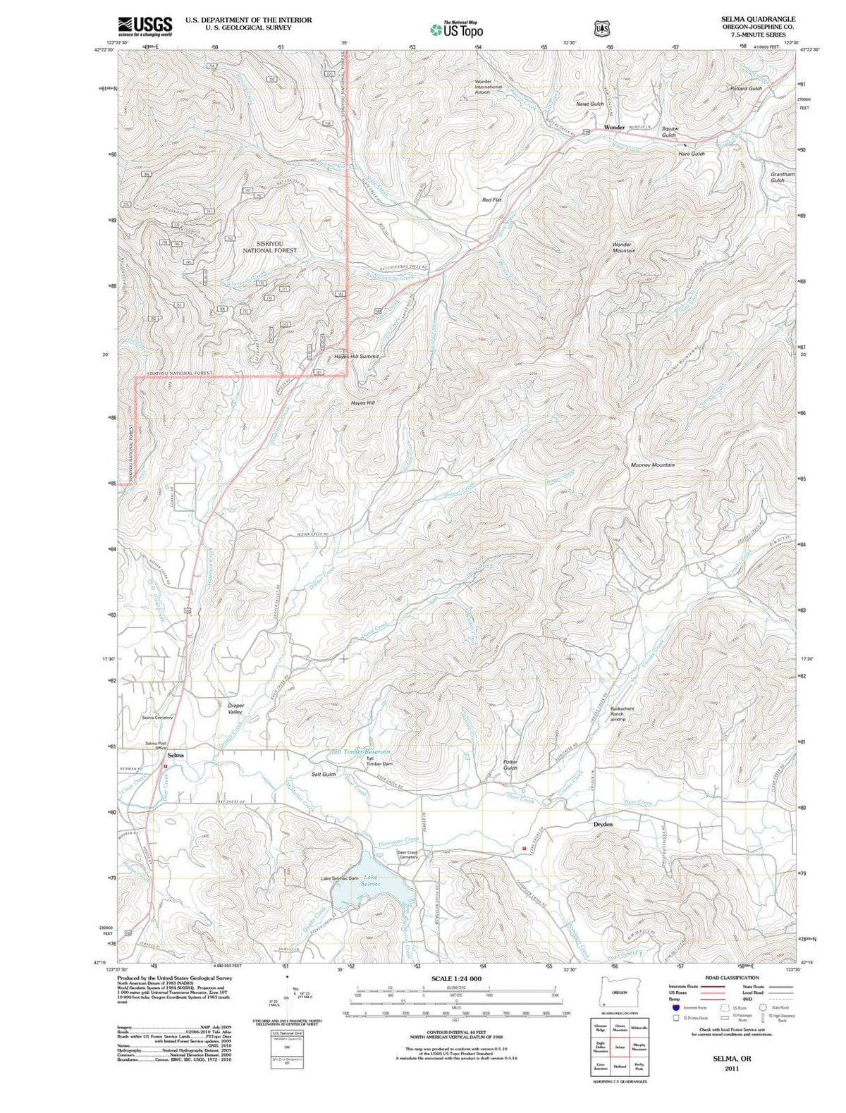 2011 Selma, OR - Oregon - USGS Topographic Map