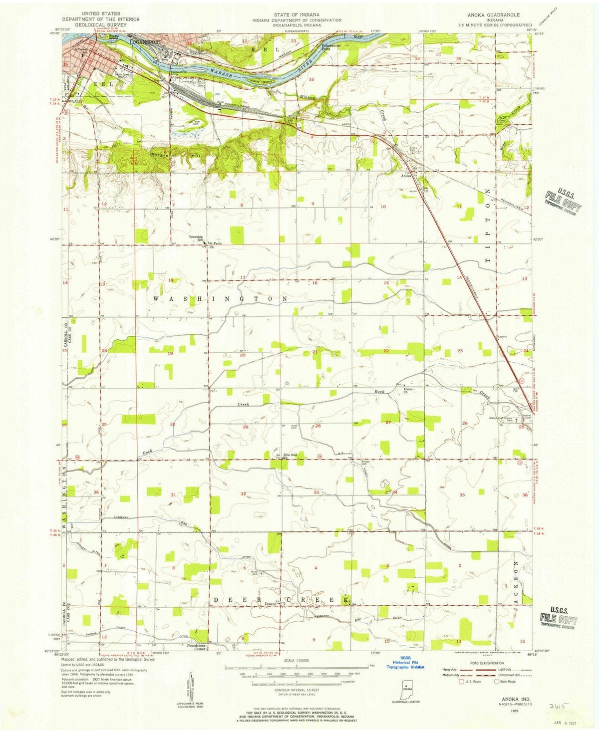 1955 Anoka, in - Indiana - USGS Topographic Map