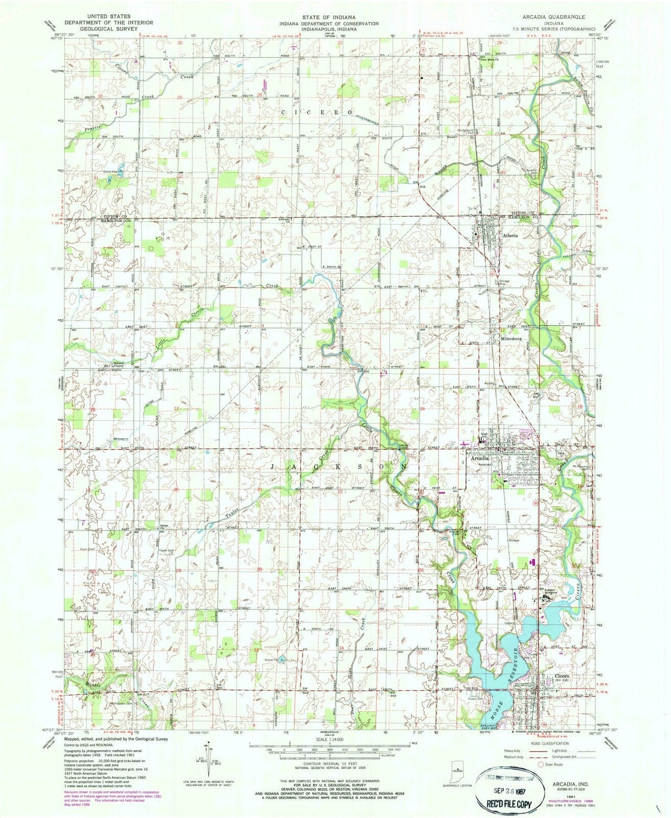 1961 Arcadia, in - Indiana - USGS Topographic Map