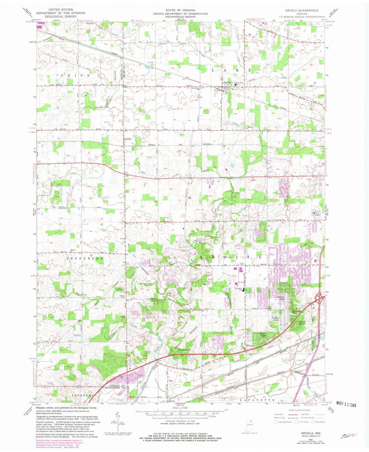 1961 Arcola, in - Indiana - USGS Topographic Map