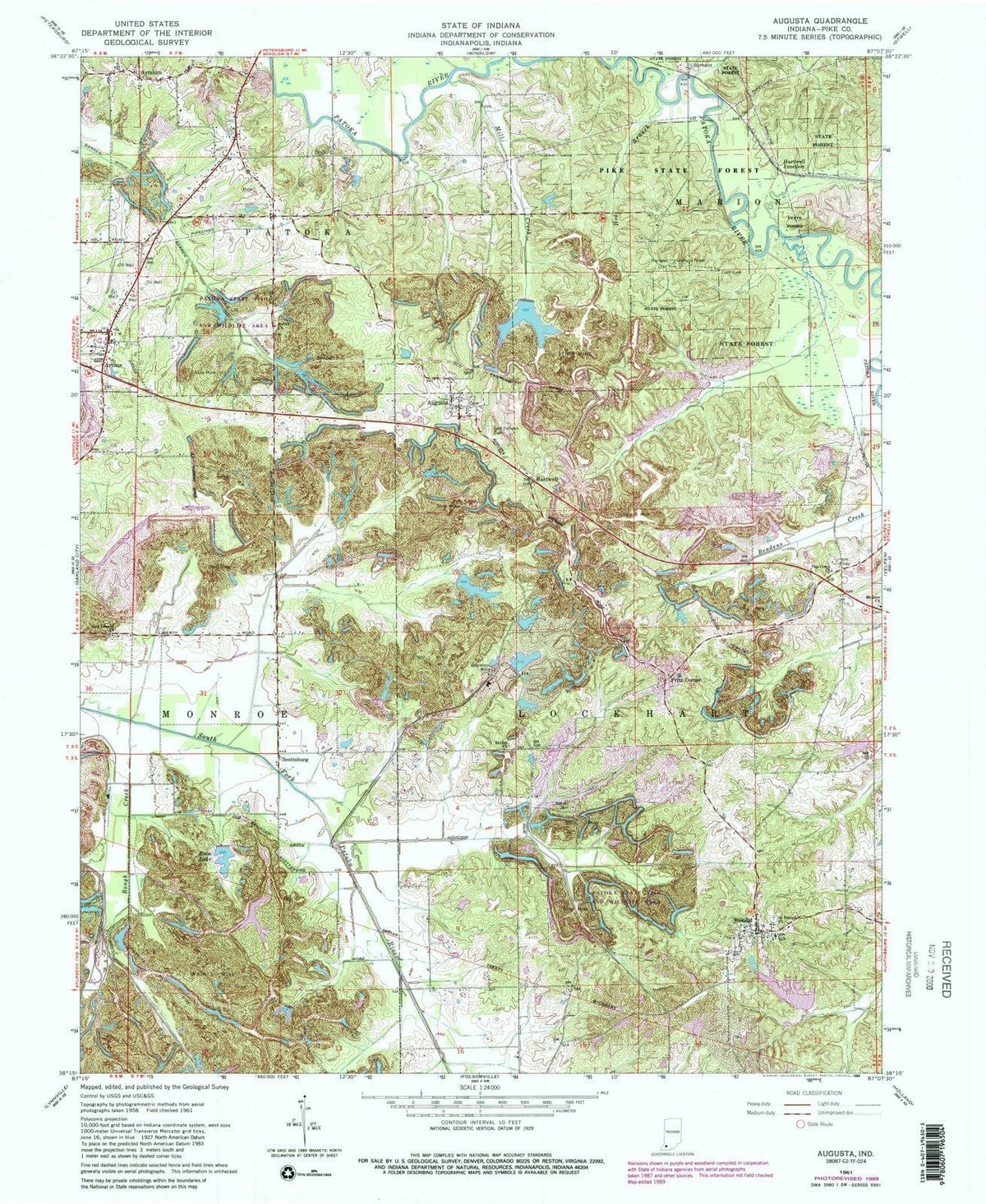 1961 Augusta, in - Indiana - USGS Topographic Map