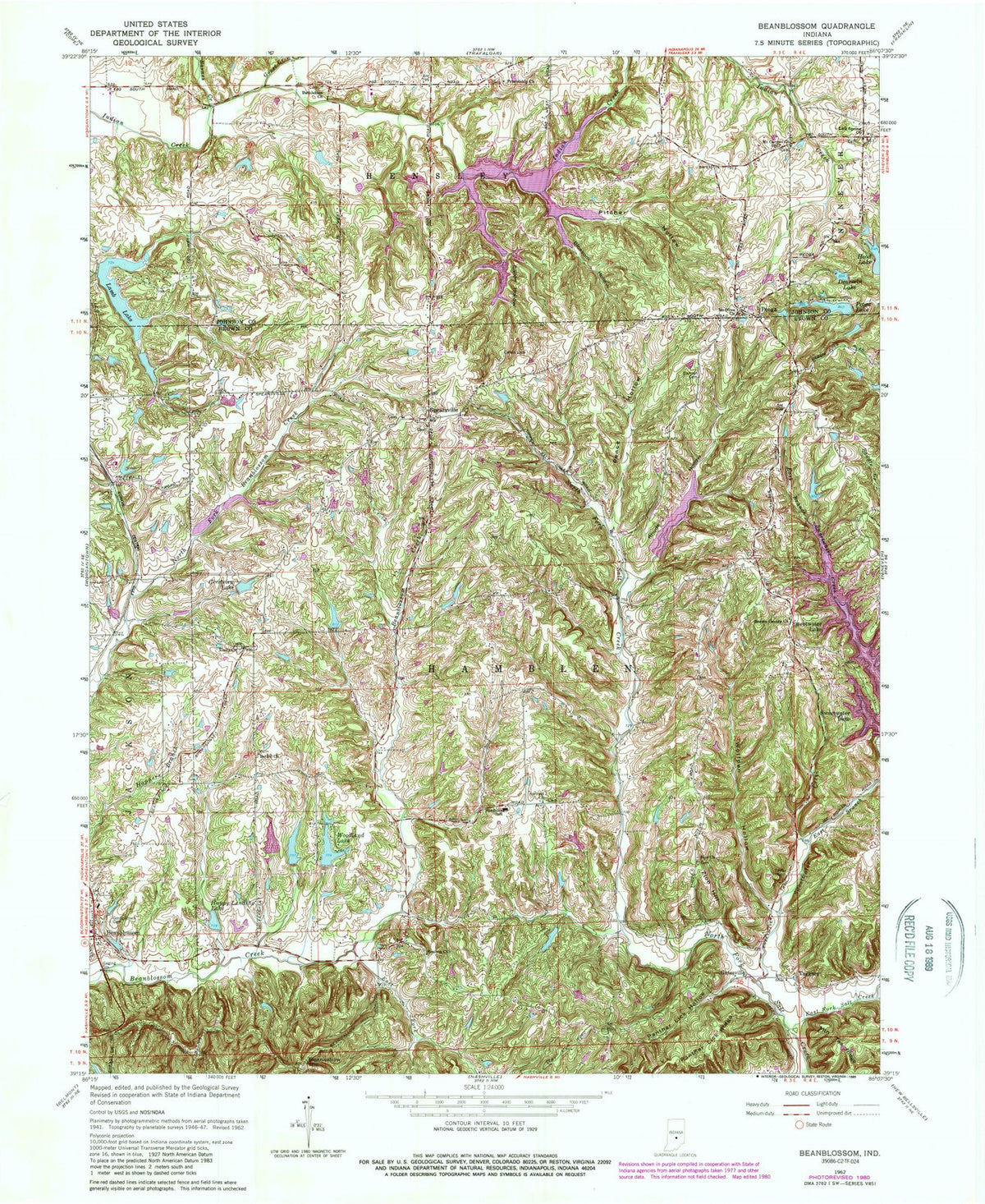 1962 Beanblossom, in - Indiana - USGS Topographic Map
