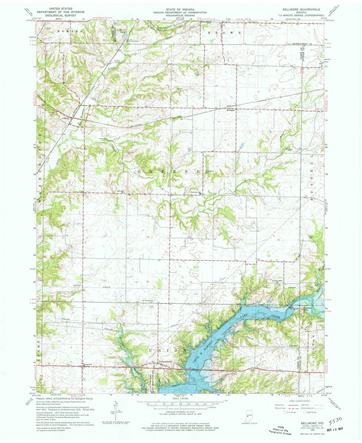 1963 Bellmore, in - Indiana - USGS Topographic Map