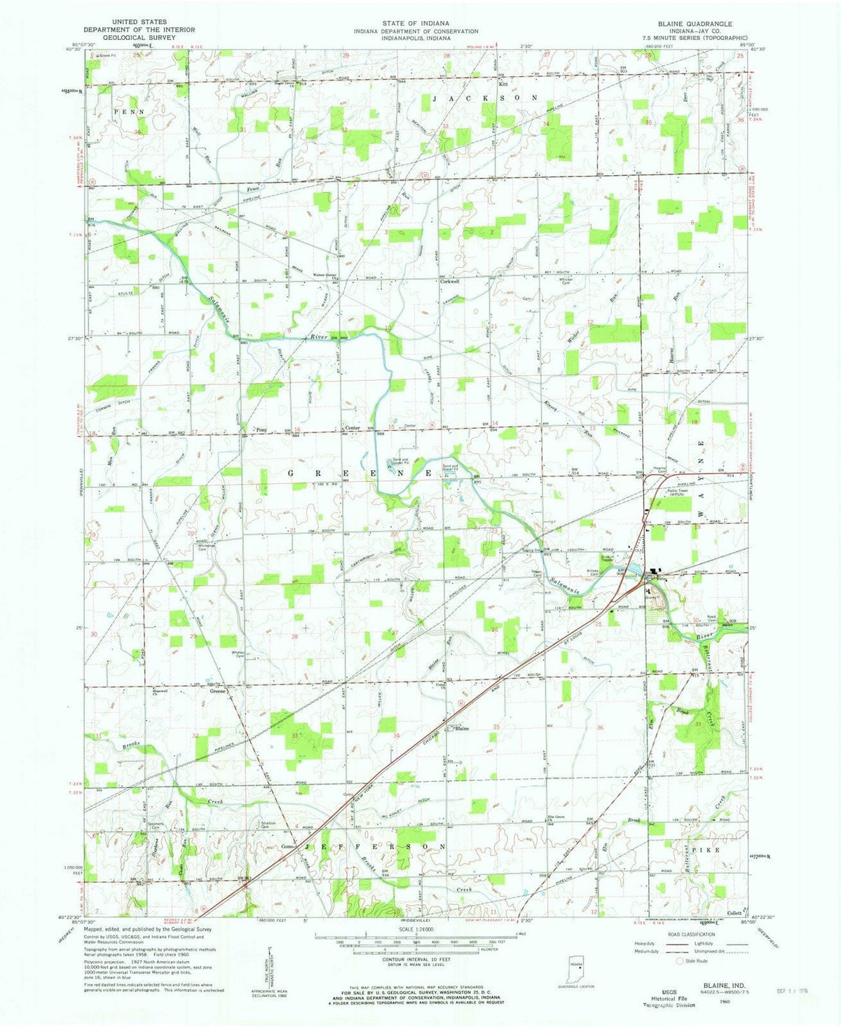1960 Blaine, in - Indiana - USGS Topographic Map