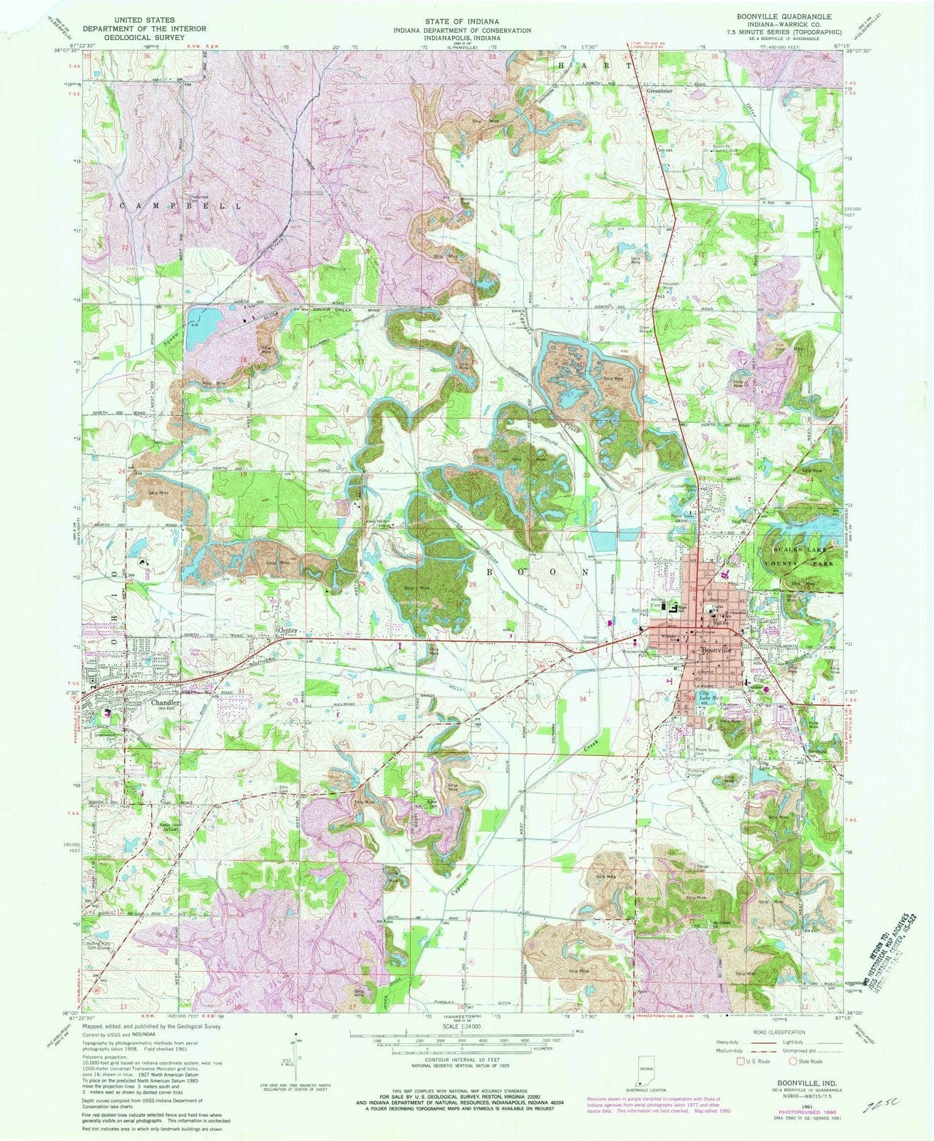 1961 Boonville, in - Indiana - USGS Topographic Map