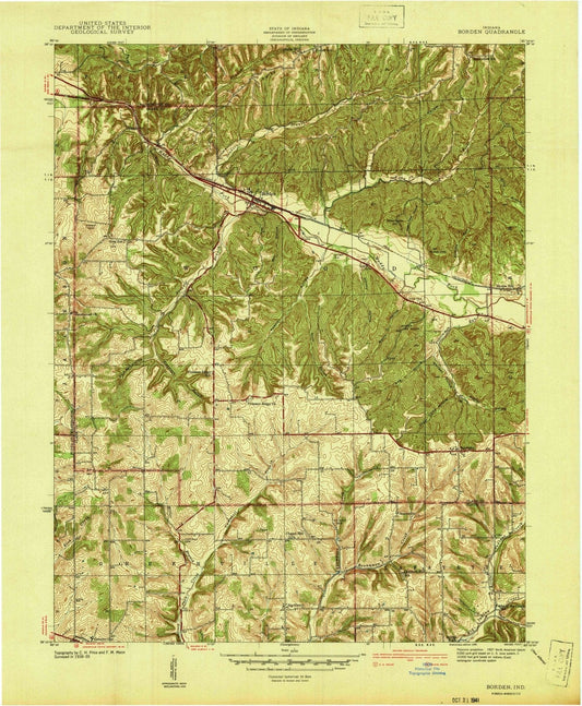 1941 Borden, in - Indiana - USGS Topographic Map