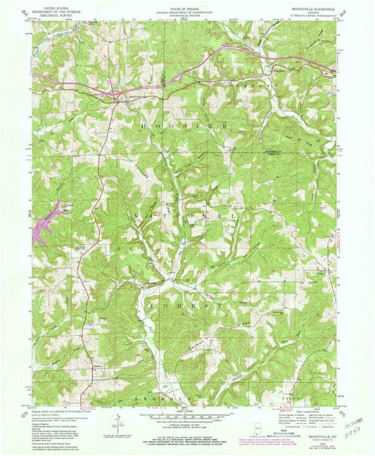 1958 Branchville, in - Indiana - USGS Topographic Map