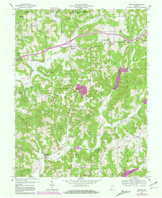 1957 Bristow, in - Indiana - USGS Topographic Map
