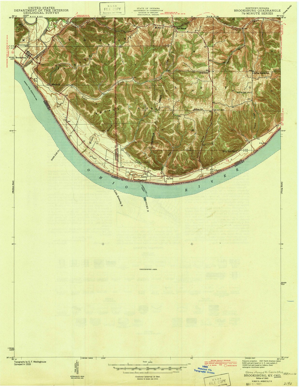 1943 Brooksburg, KY - Kentucky - USGS Topographic Map