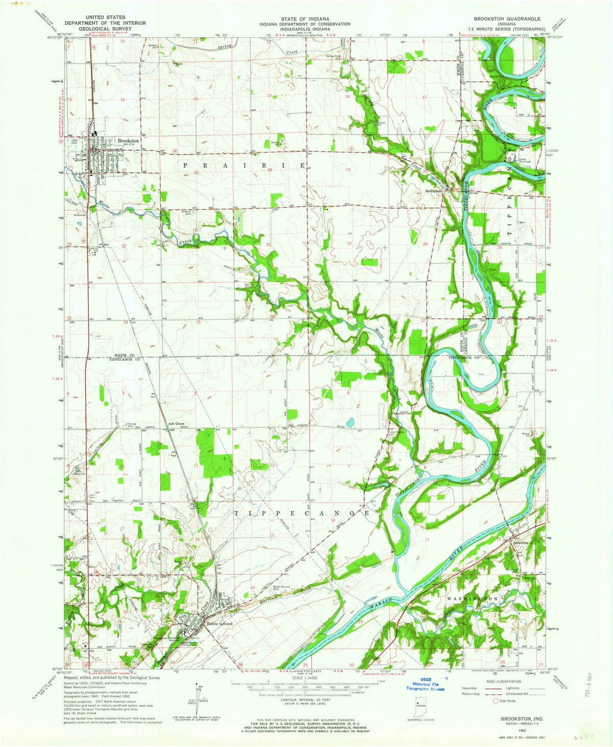 1962 Brookston, in - Indiana - USGS Topographic Map