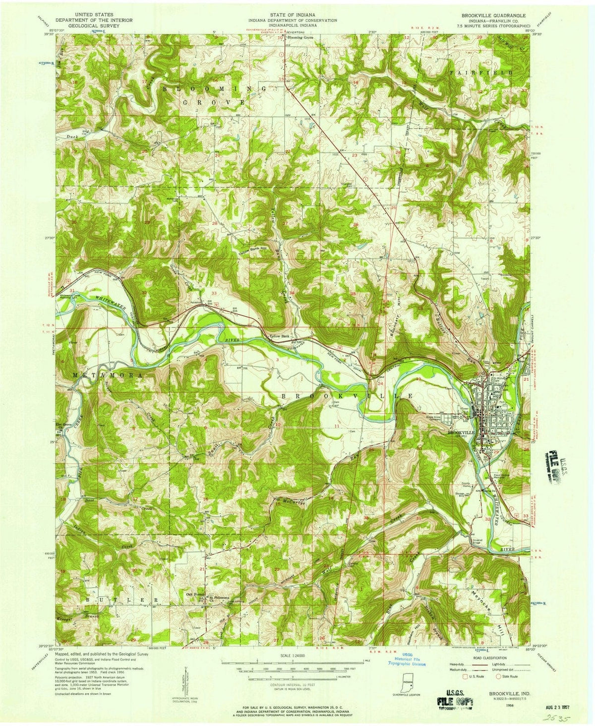 1956 Brookville, in - Indiana - USGS Topographic Map