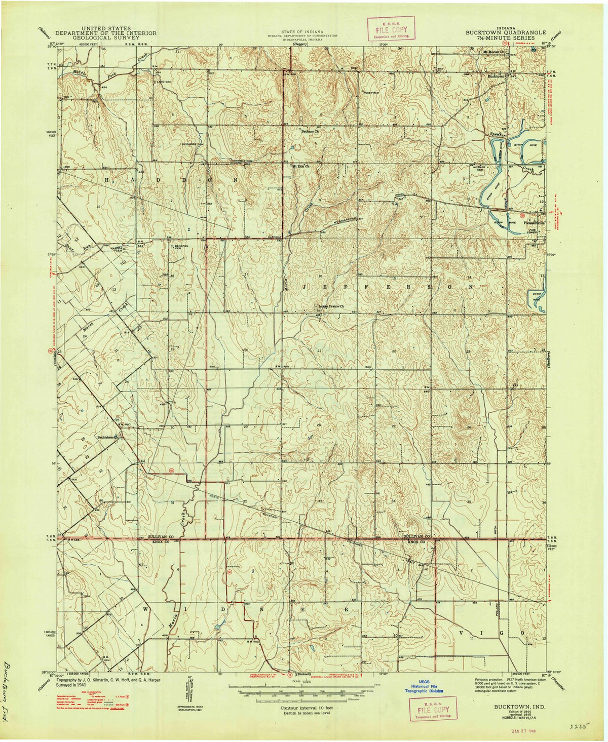 1944 Bucktown, in - Indiana - USGS Topographic Map