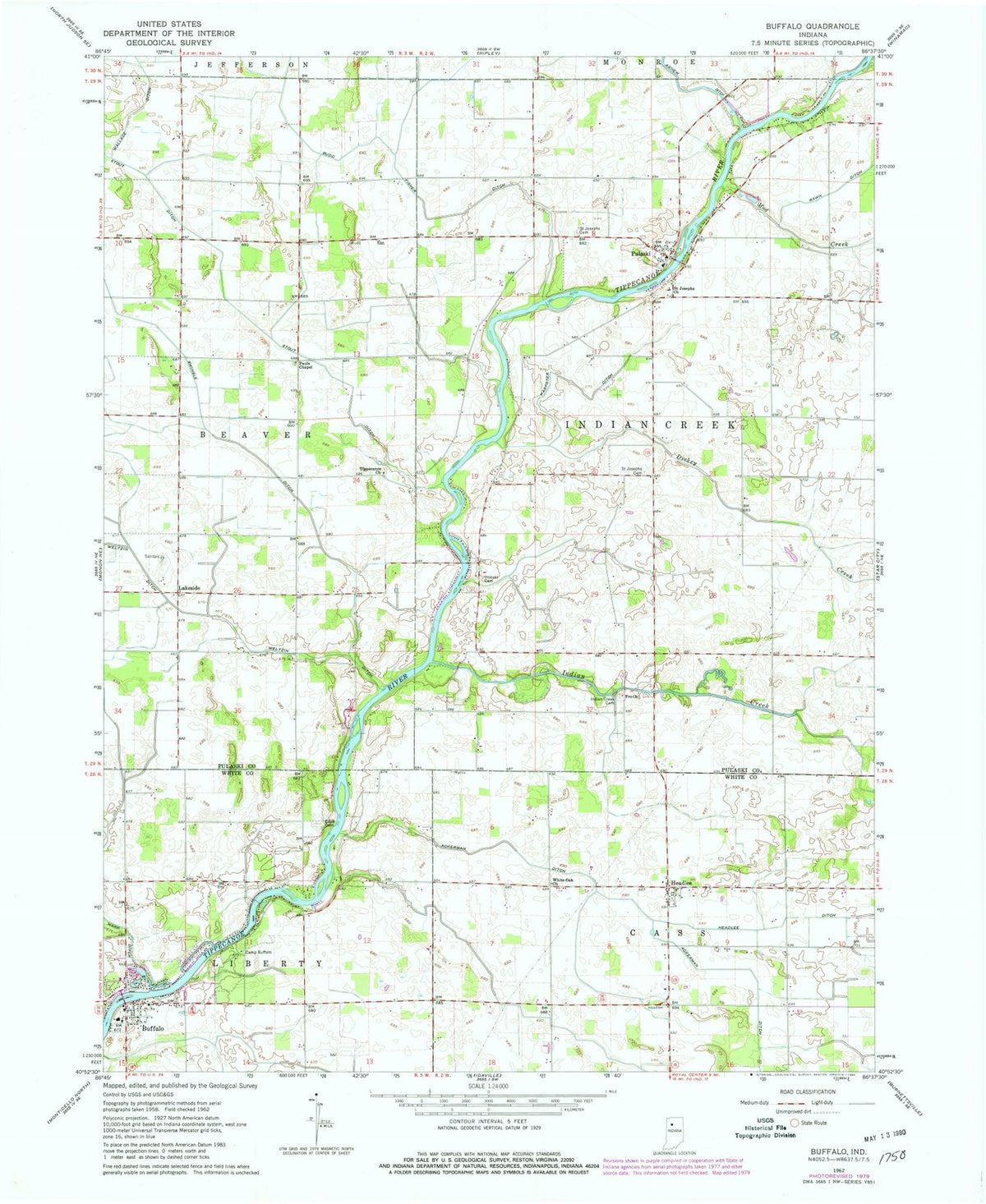 1962 Buffalo, in - Indiana - USGS Topographic Map