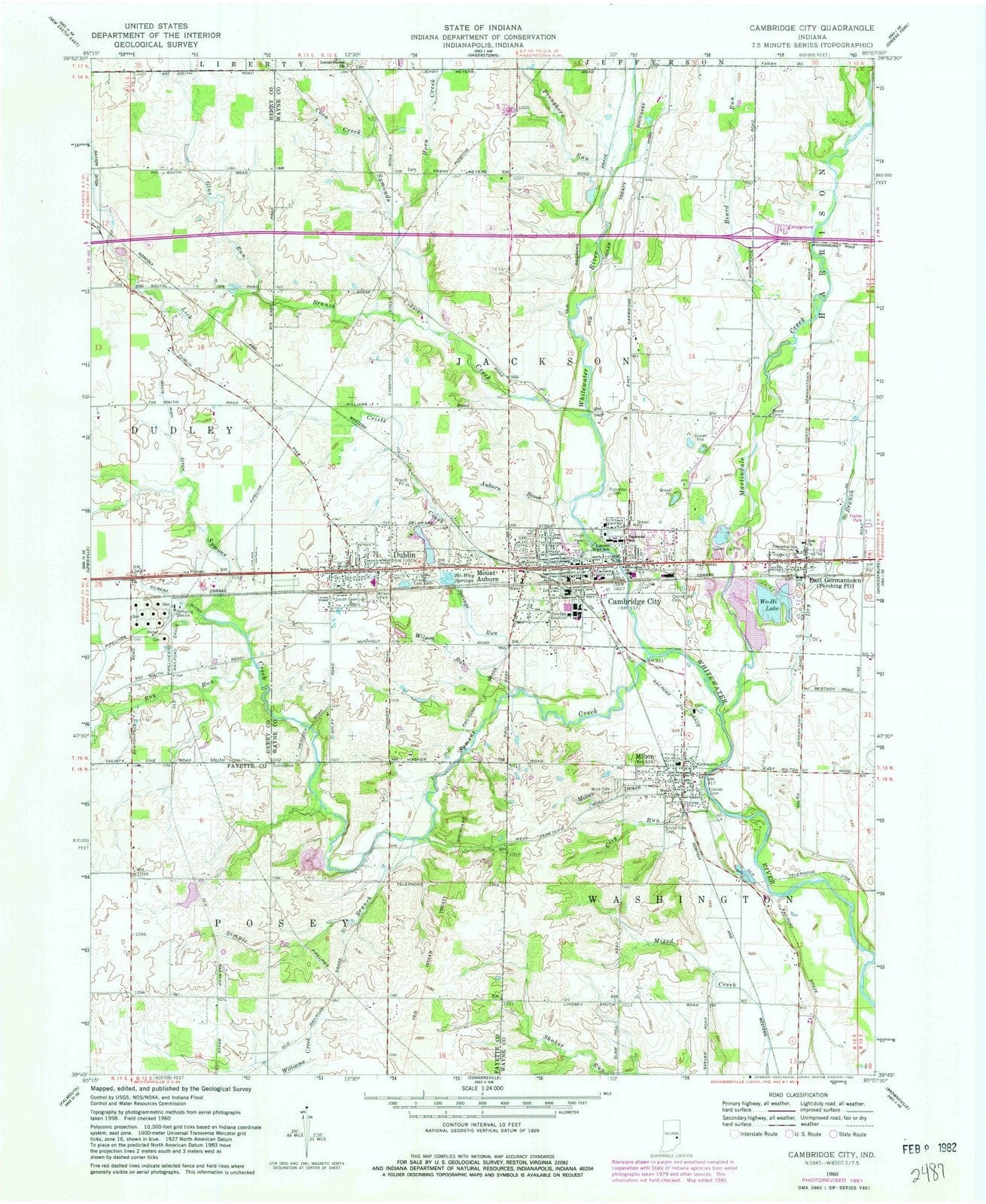 1960 Cambridge City, in - Indiana - USGS Topographic Map