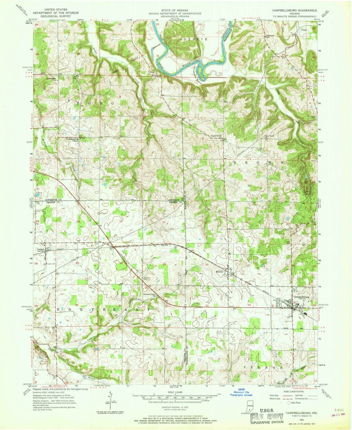 1957 Campbellsburg, in - Indiana - USGS Topographic Map