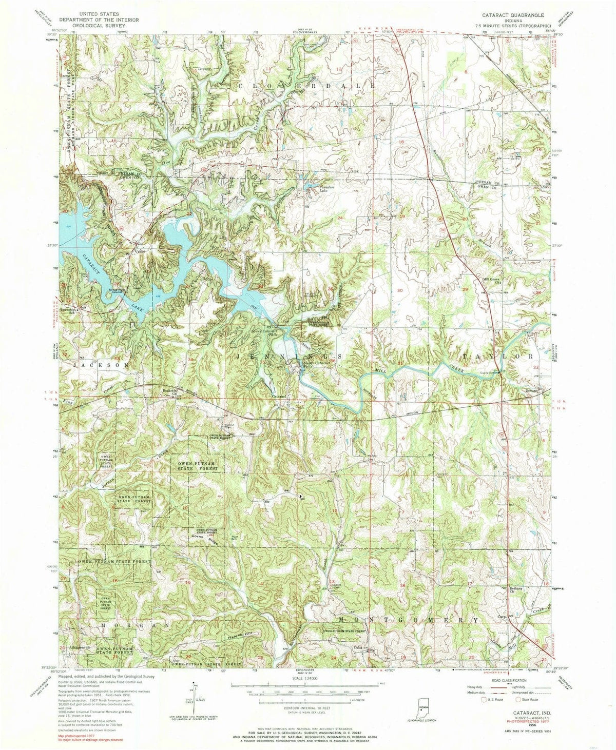 1956 Cataract, in - Indiana - USGS Topographic Map