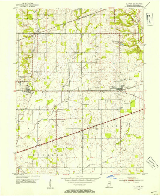 1953 Clayton, in - Indiana - USGS Topographic Map