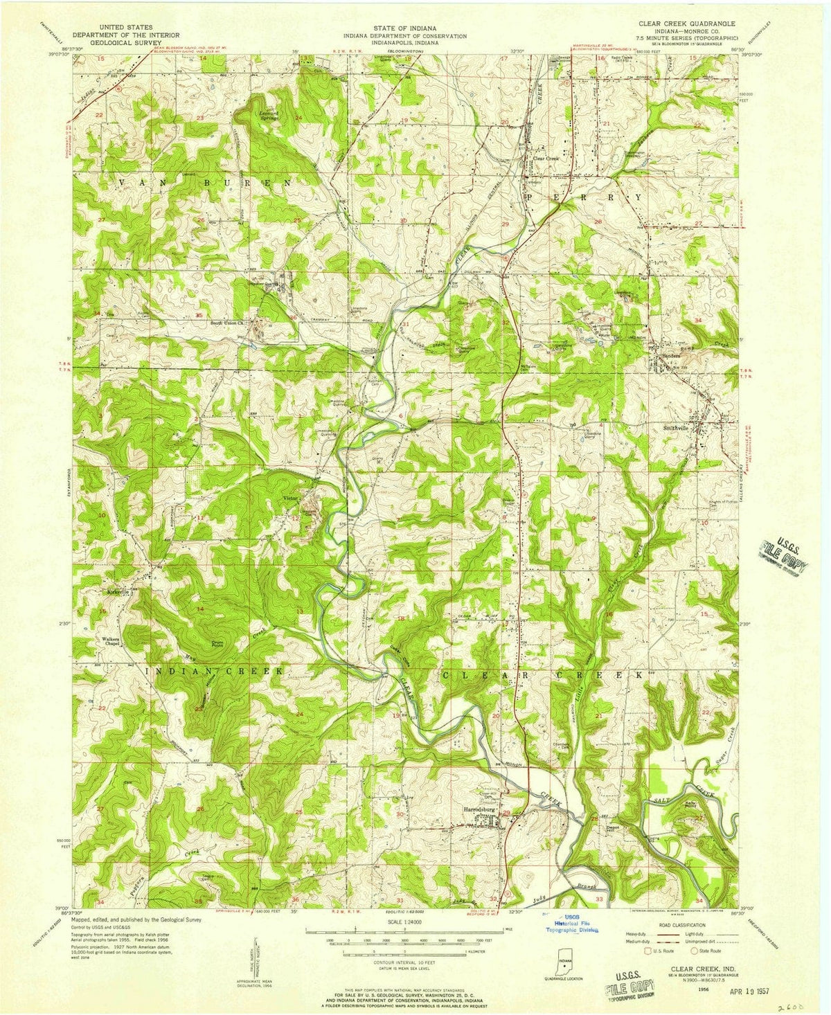 1956 Clear Creek, in - Indiana - USGS Topographic Map