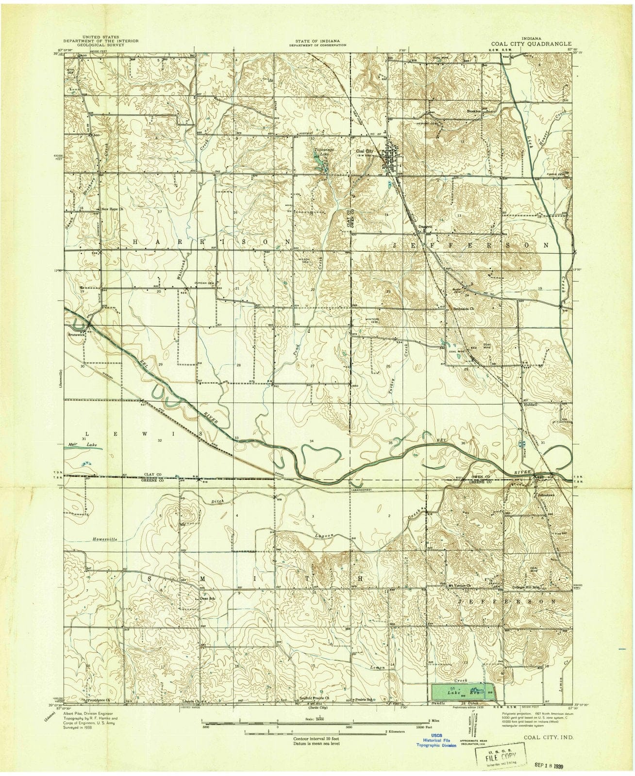 1938 Coal City, in - Indiana - USGS Topographic Map