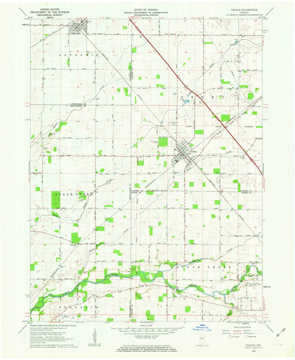 1962 Colfax, in - Indiana - USGS Topographic Map