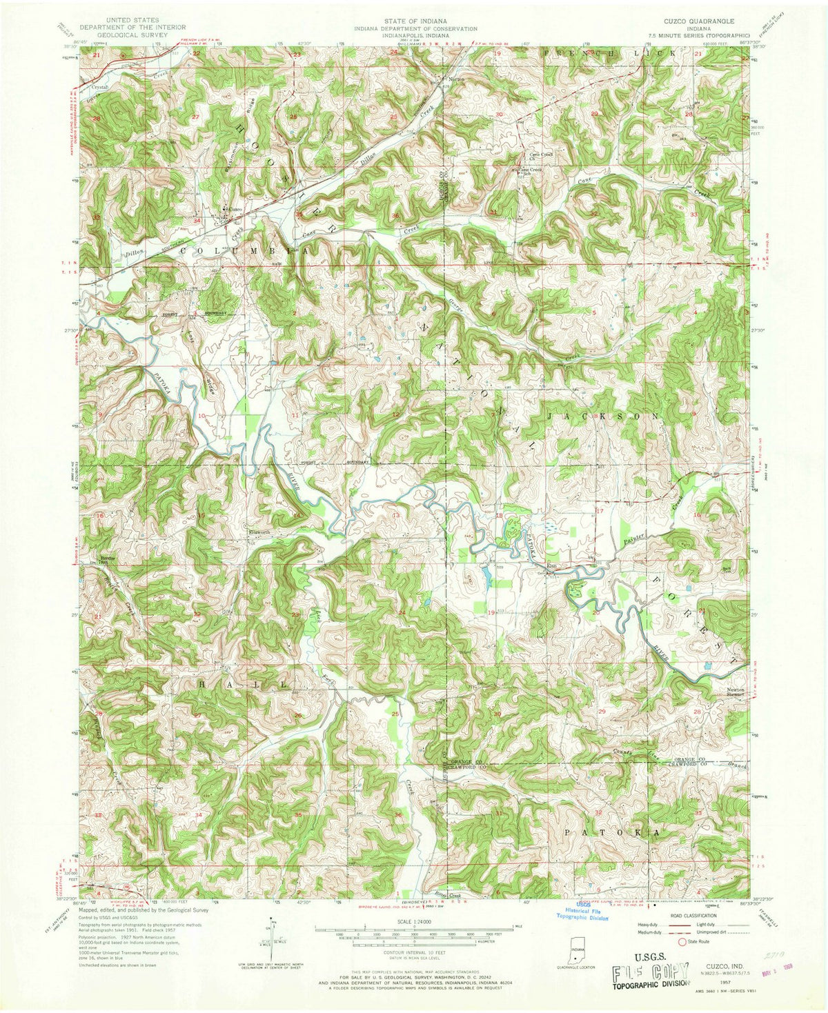 1957 Cuzco, in - Indiana - USGS Topographic Map