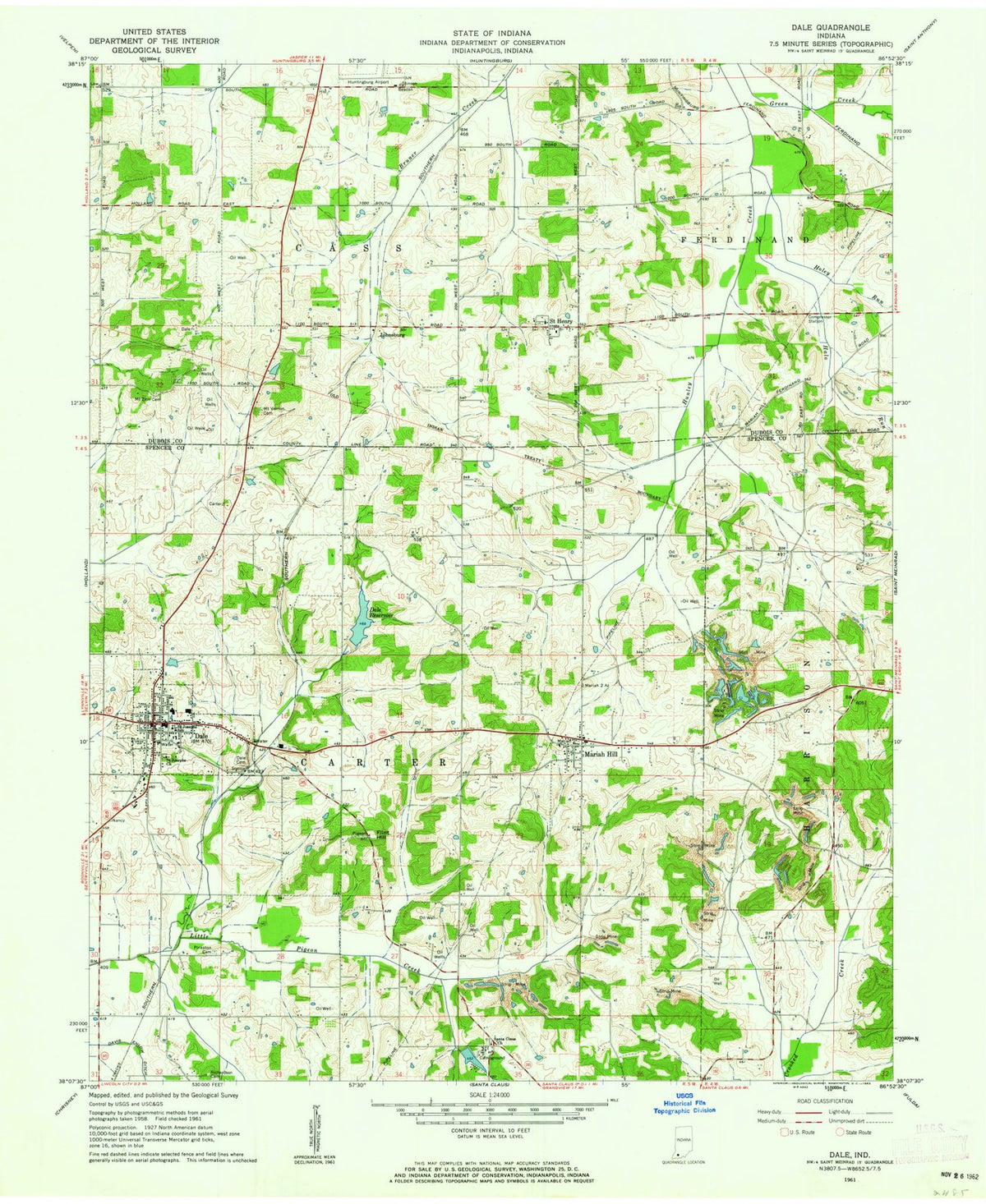 1961 Dale, in - Indiana - USGS Topographic Map