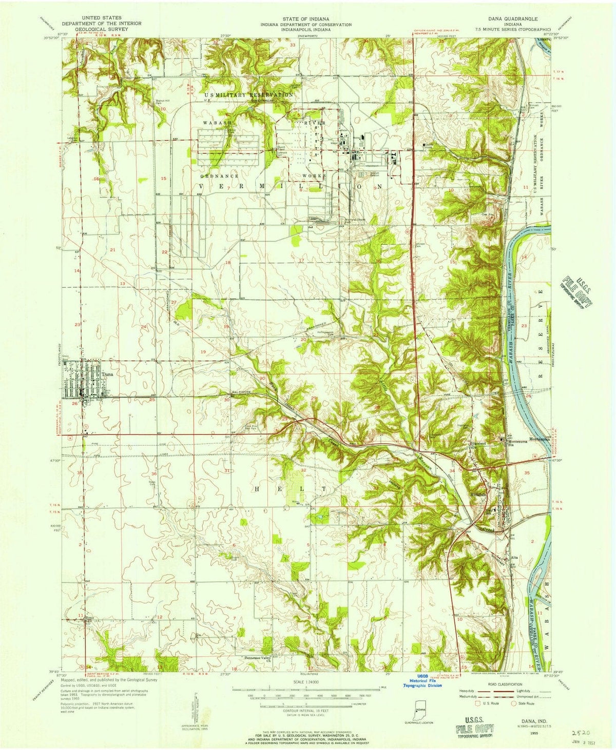 1955 Dana, in - Indiana - USGS Topographic Map