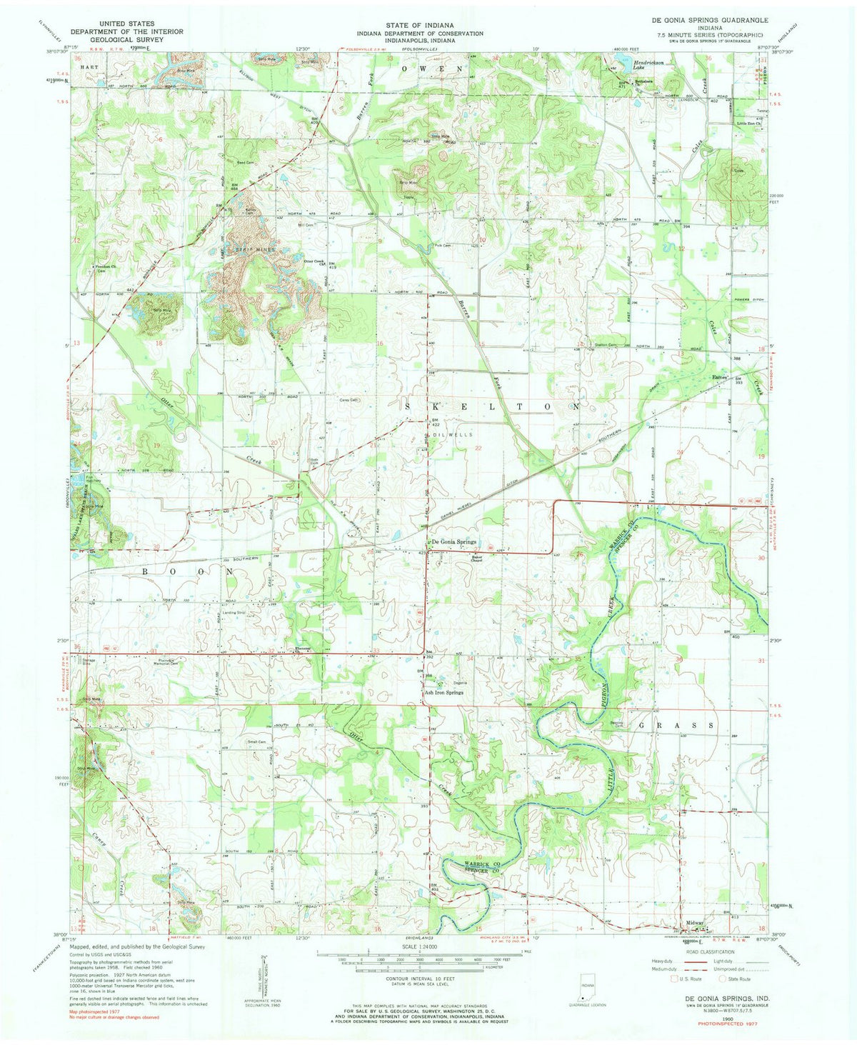 1960 De Gonia Springs, in - Indiana - USGS Topographic Map
