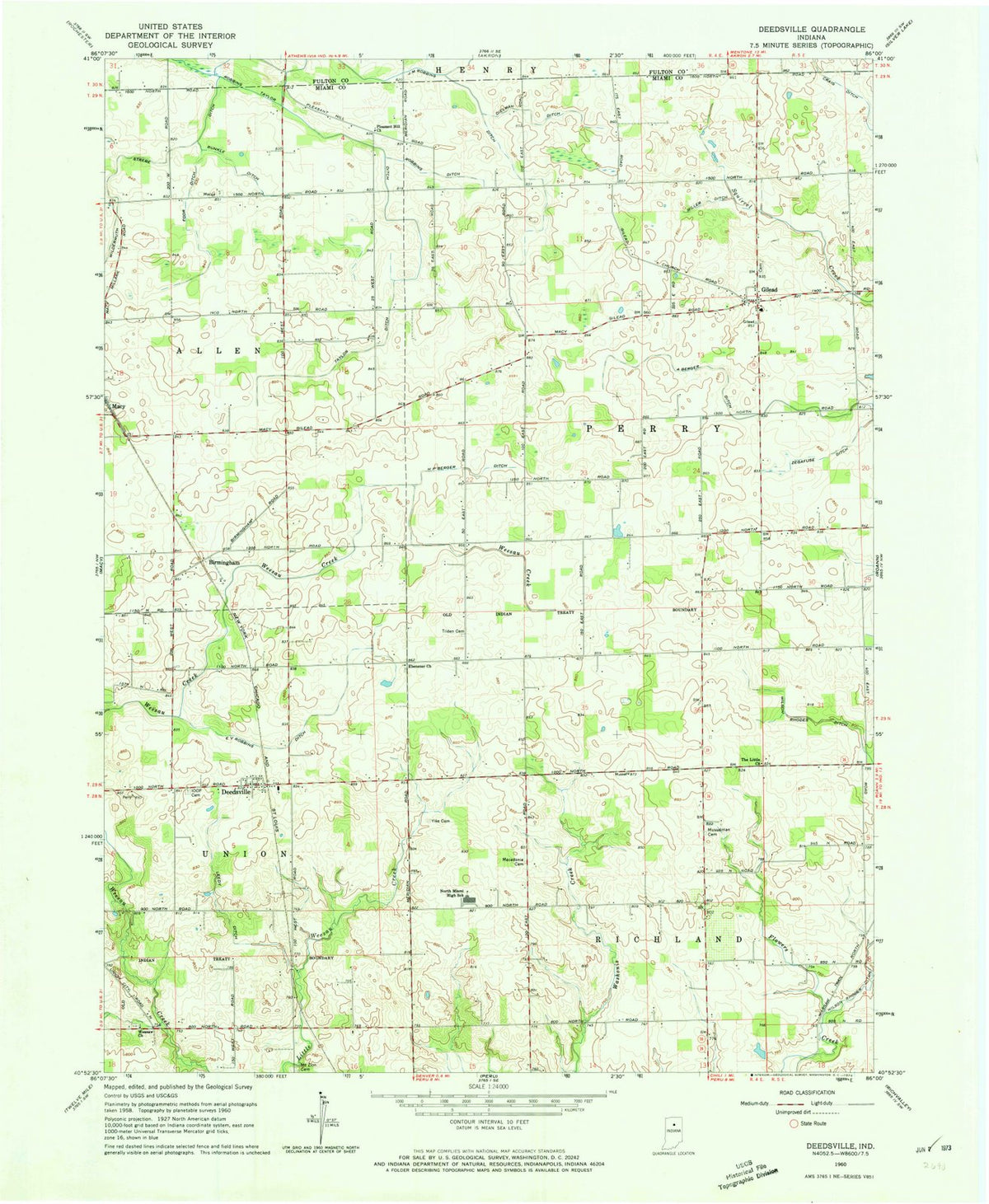 1960 Deedsville, in - Indiana - USGS Topographic Map
