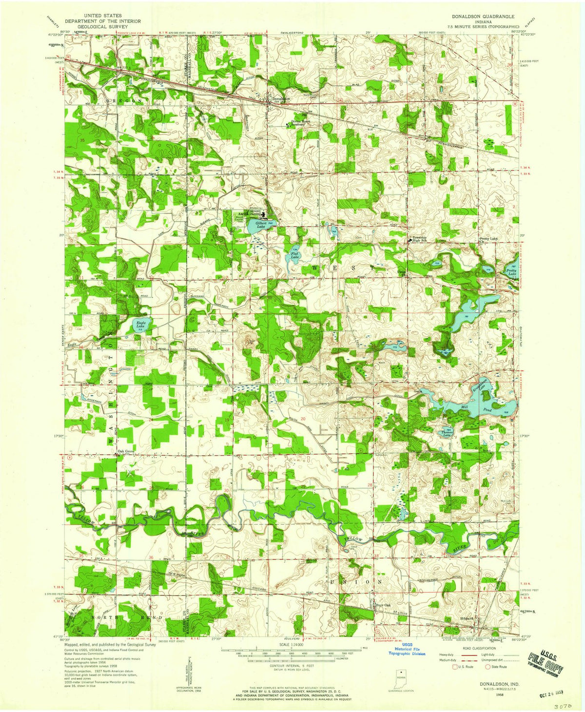 1958 Donaldson, in - Indiana - USGS Topographic Map