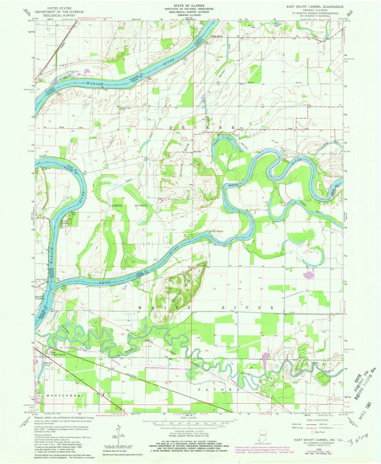 1959 East Mount Carmel, in - Indiana - USGS Topographic Map