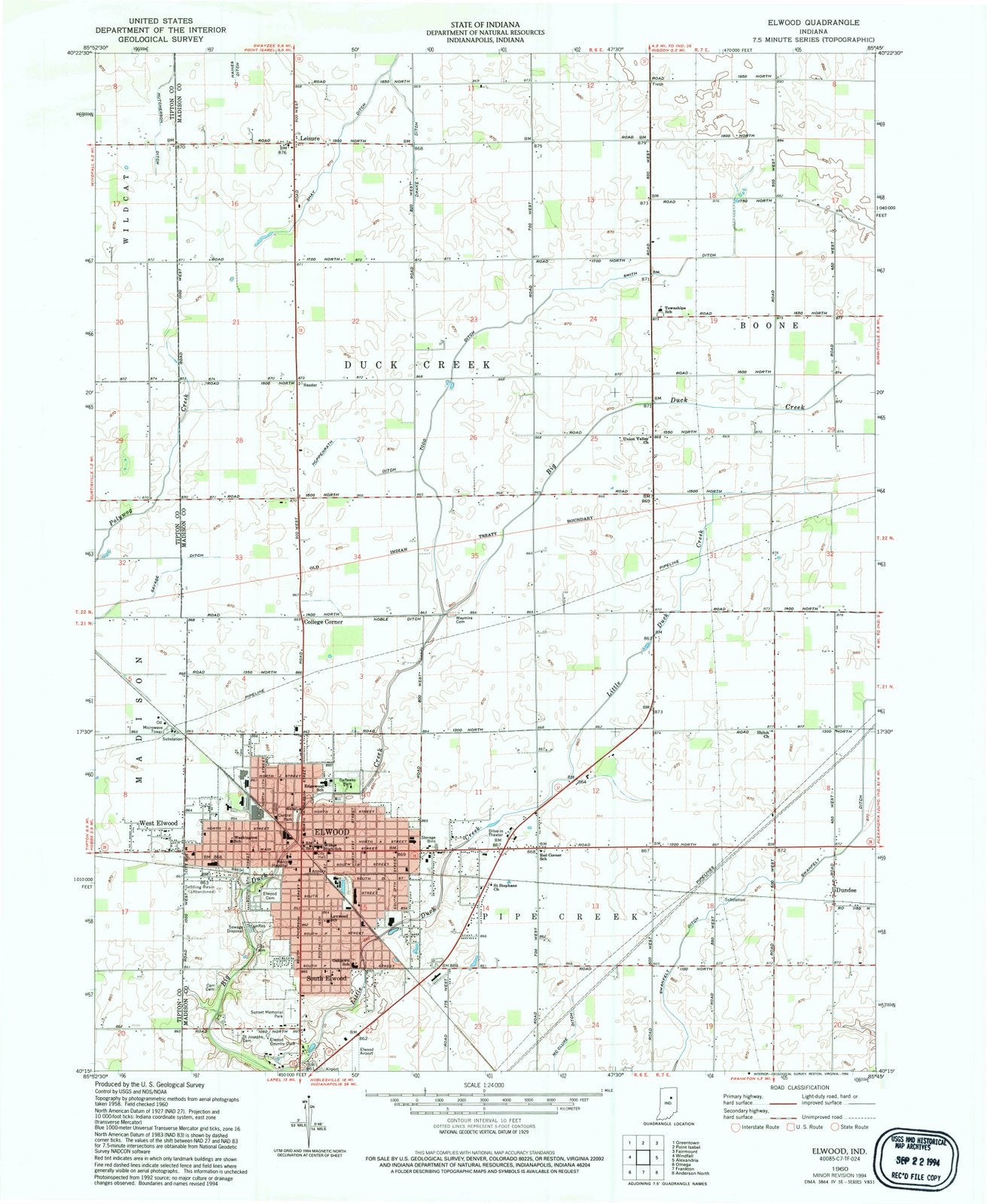 1960 Elwood, in - Indiana - USGS Topographic Map