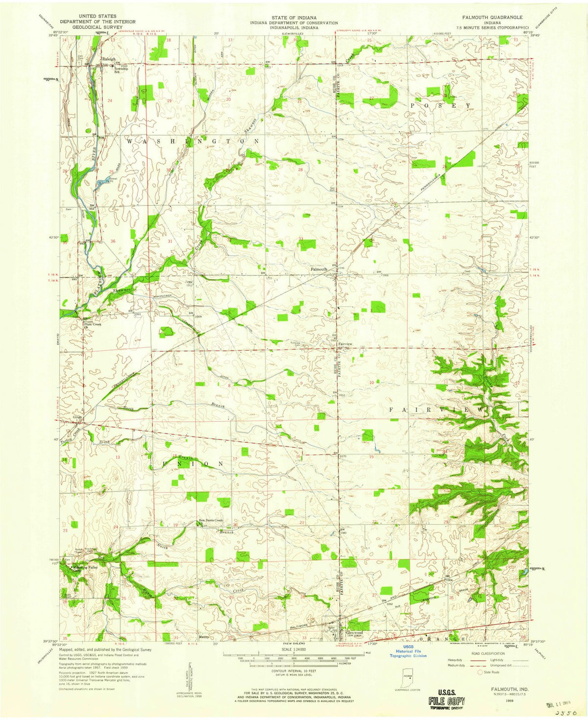 1959 Falmouth, in - Indiana - USGS Topographic Map