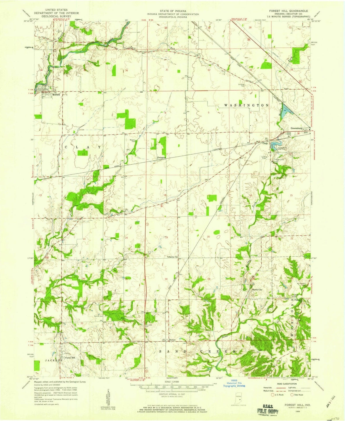 1958 Forest Hill, in - Indiana - USGS Topographic Map