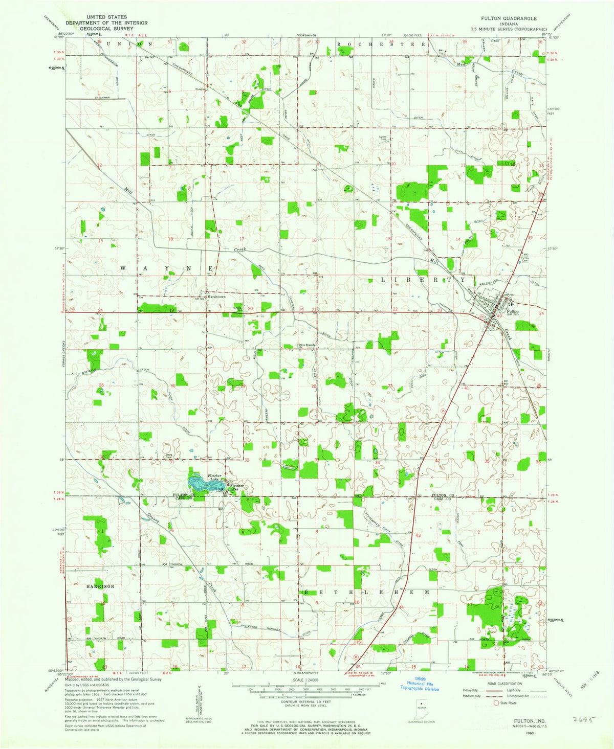 1960 Fulton, in - Indiana - USGS Topographic Map